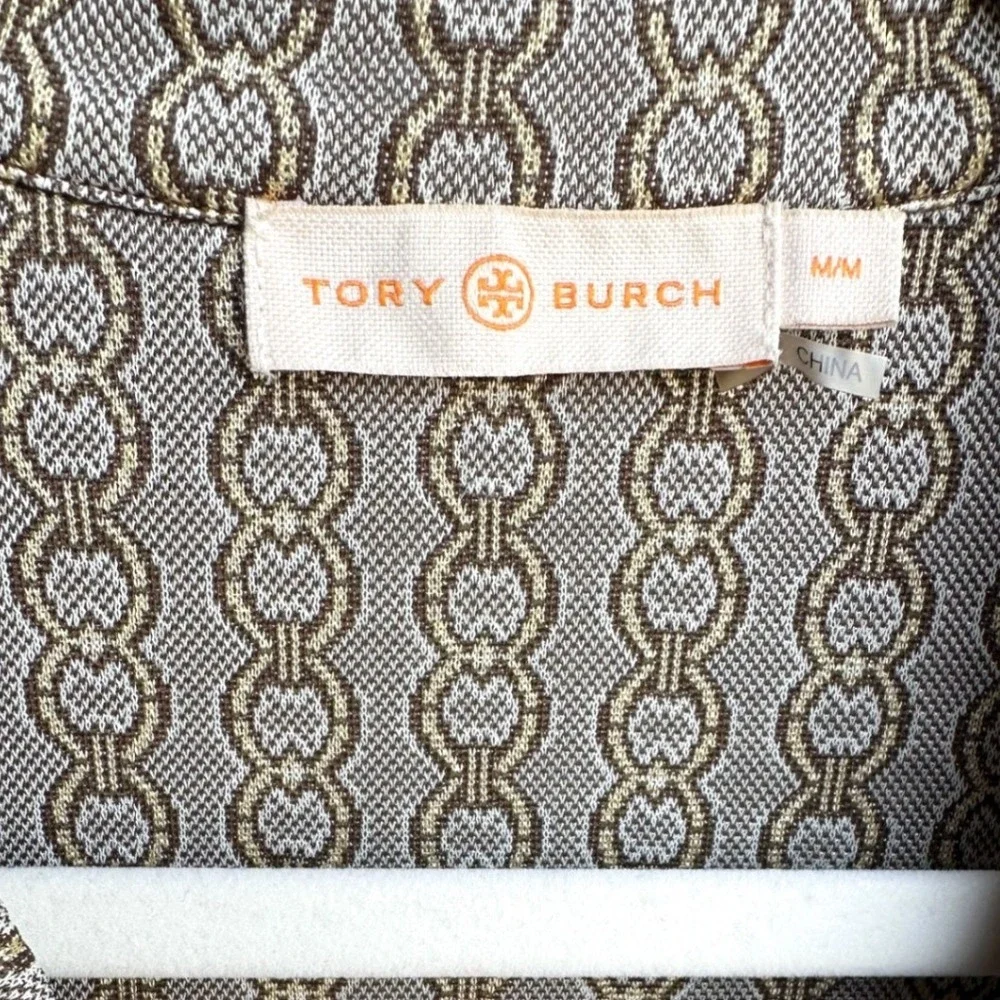 Tory Burch Chain‎ Print Knit Button Up Blouse Career Wear Preppy Y2K Medium